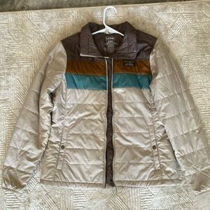 L.L. Bean Cream and Brown Puffer Jacket item 512395